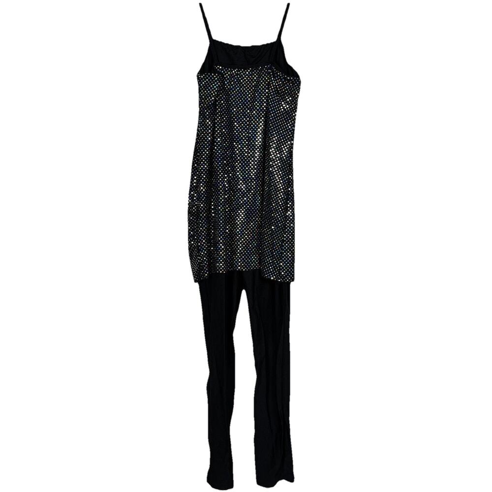 Revolution Dance Costume Black Sequin Unitard Jazz Tap Size MA 1 Piece